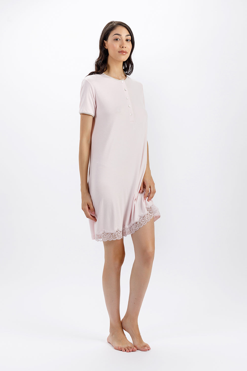 CAMICIA DA NOTTE SERAFINO MEZZA MANICA IN JERSEY DI VISCOSA - Fida Lingerie